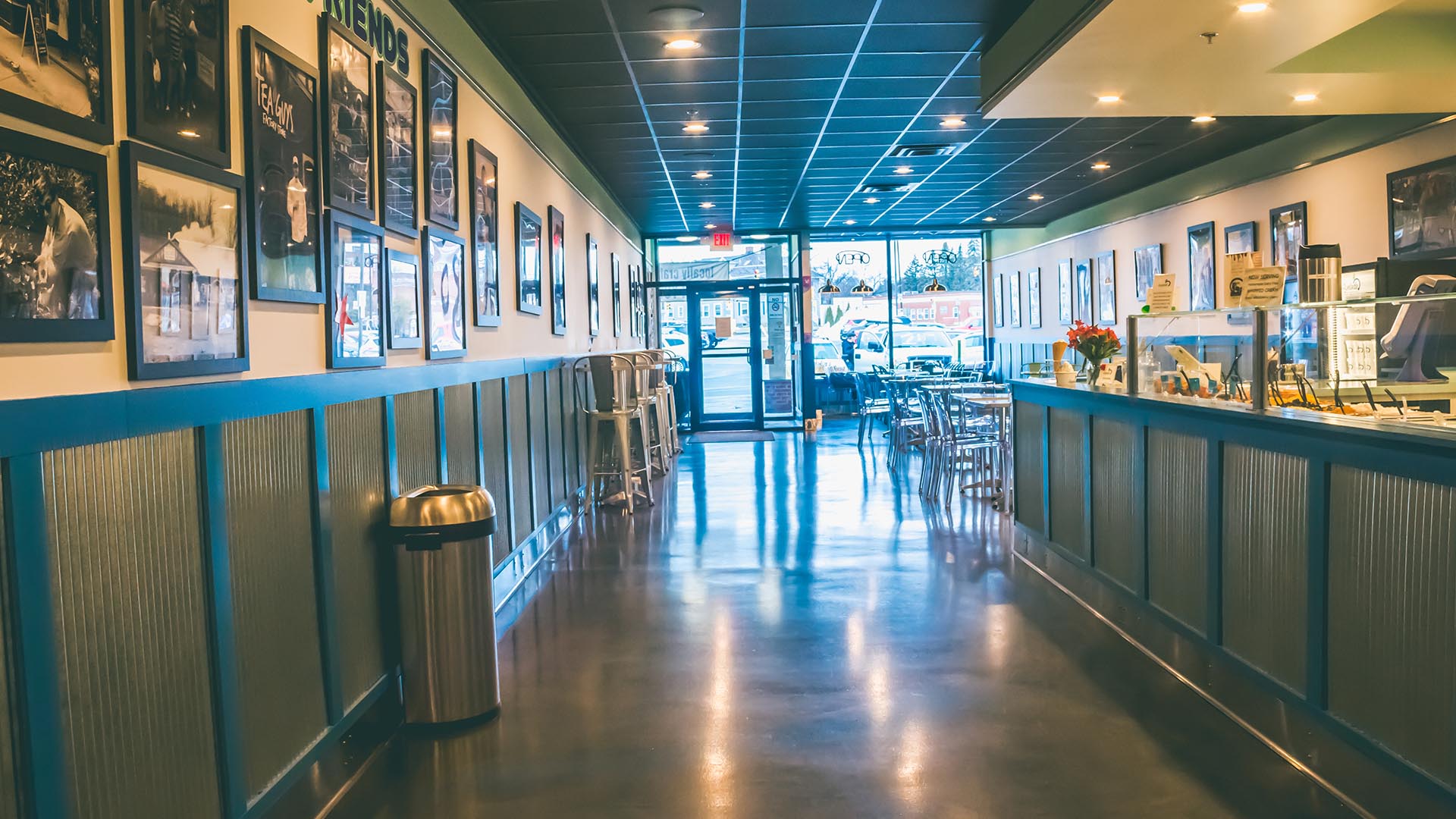 Inside Ayelada on East Street, looking toward the door